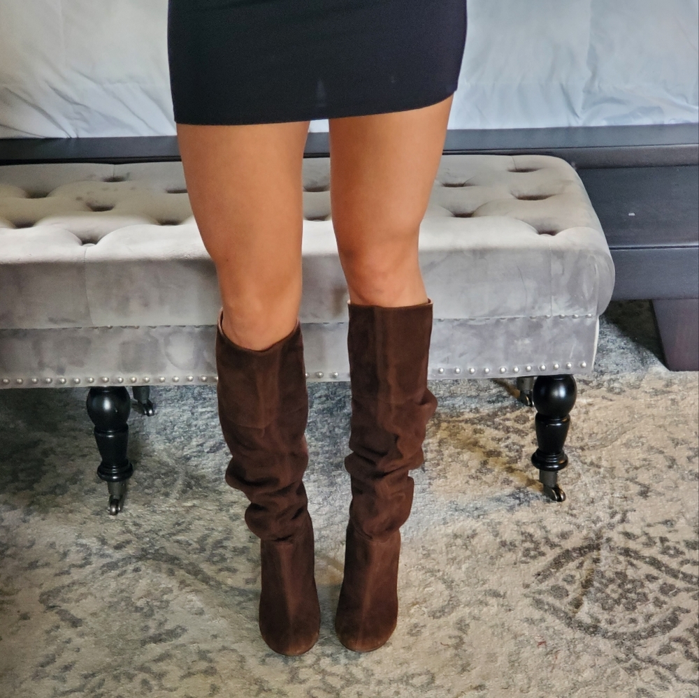 COPY - Brown suede over the knee boots
